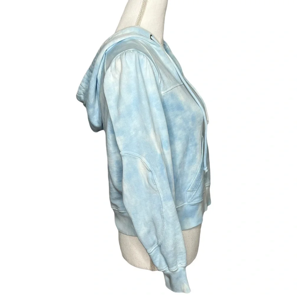 LoveShackFancy Kirby Cropped Tie Dye Hoodie Sweatshirt Pale Blue Size S - Picture 7 of 14
